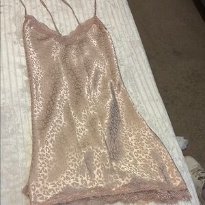 Leopard Print Lace Trim Chemise